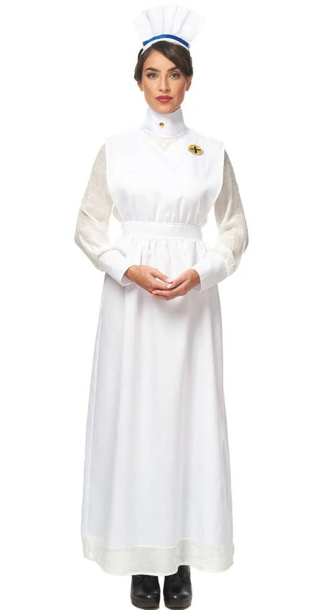 1800s Vintage Nurse Womens Fancy Dress Costume