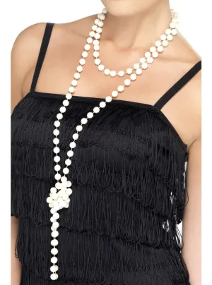 180cm White 1920s Faux Pearl Necklace