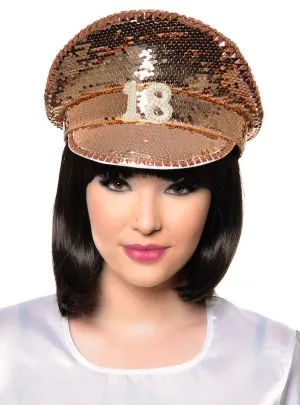 18th Birthday Deluxe Rose Gold Sequin Costume Hat