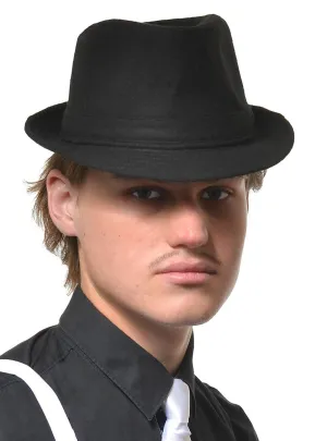 1920s Adults Black Gangster Trilby Costume Hat