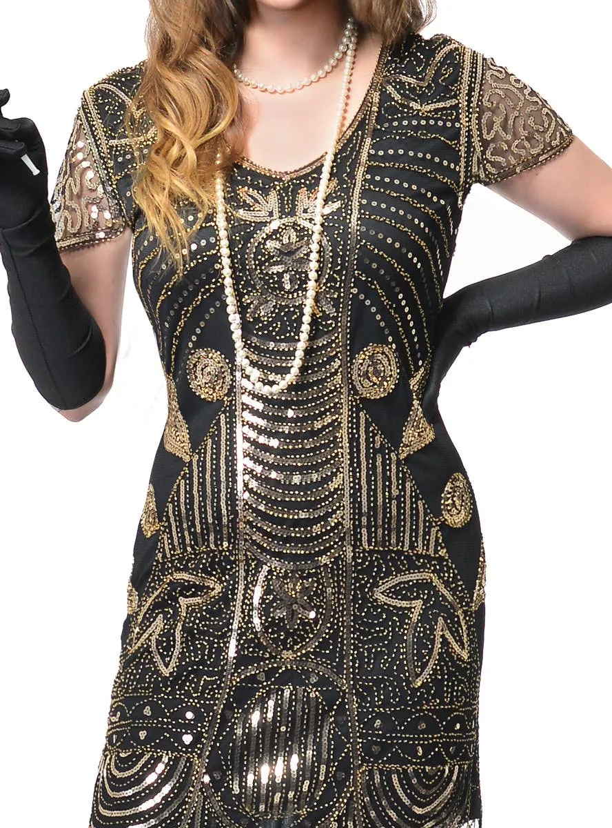1920s Black and Gold Womens Great Gatsby Costume
