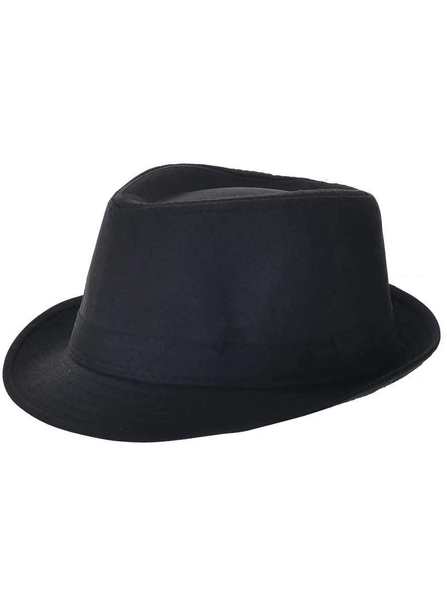 1920s Black Canvas Gangster Fedora Costume Hat