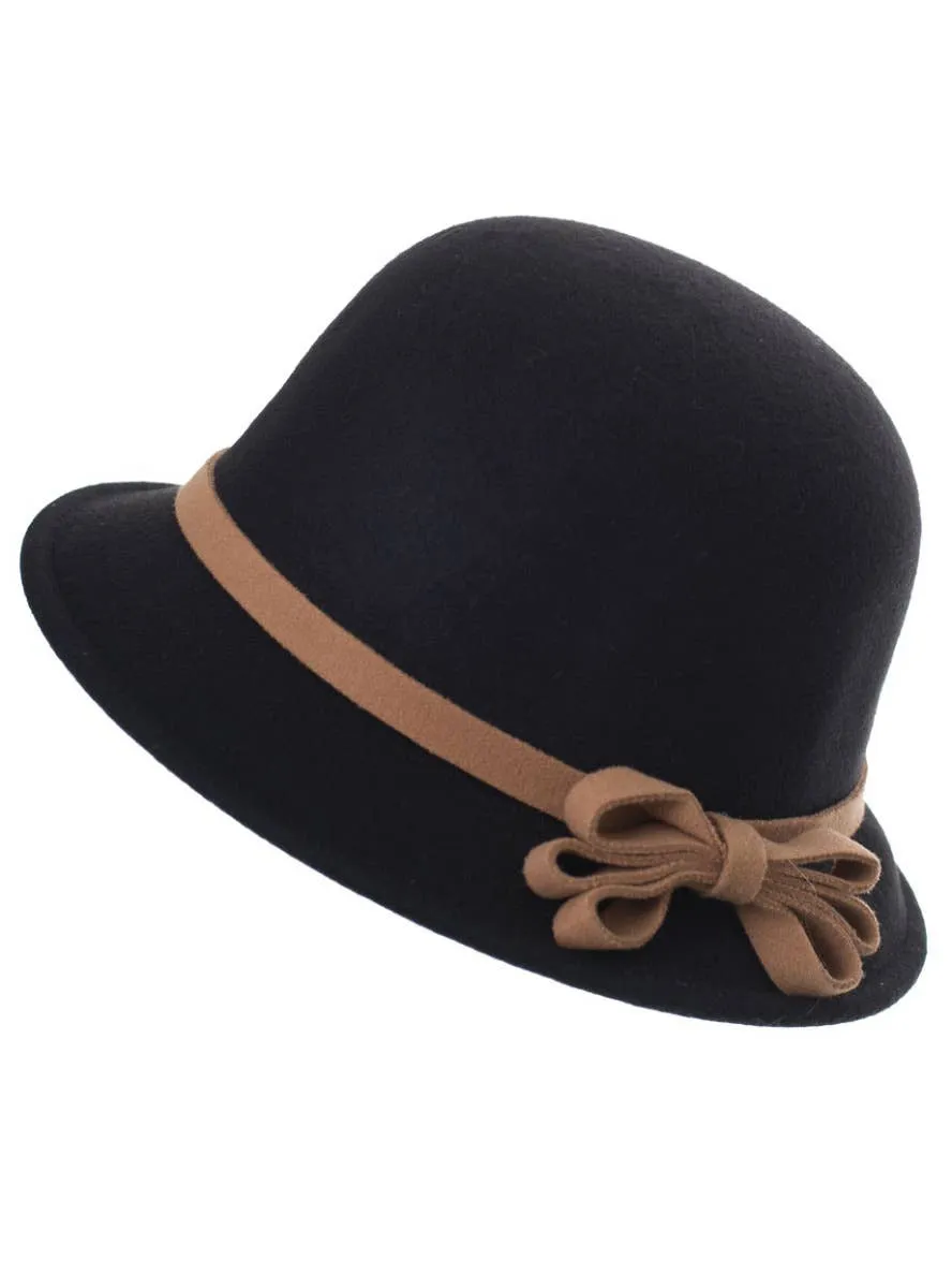 1920s Black Cloche Womens Costume Hat