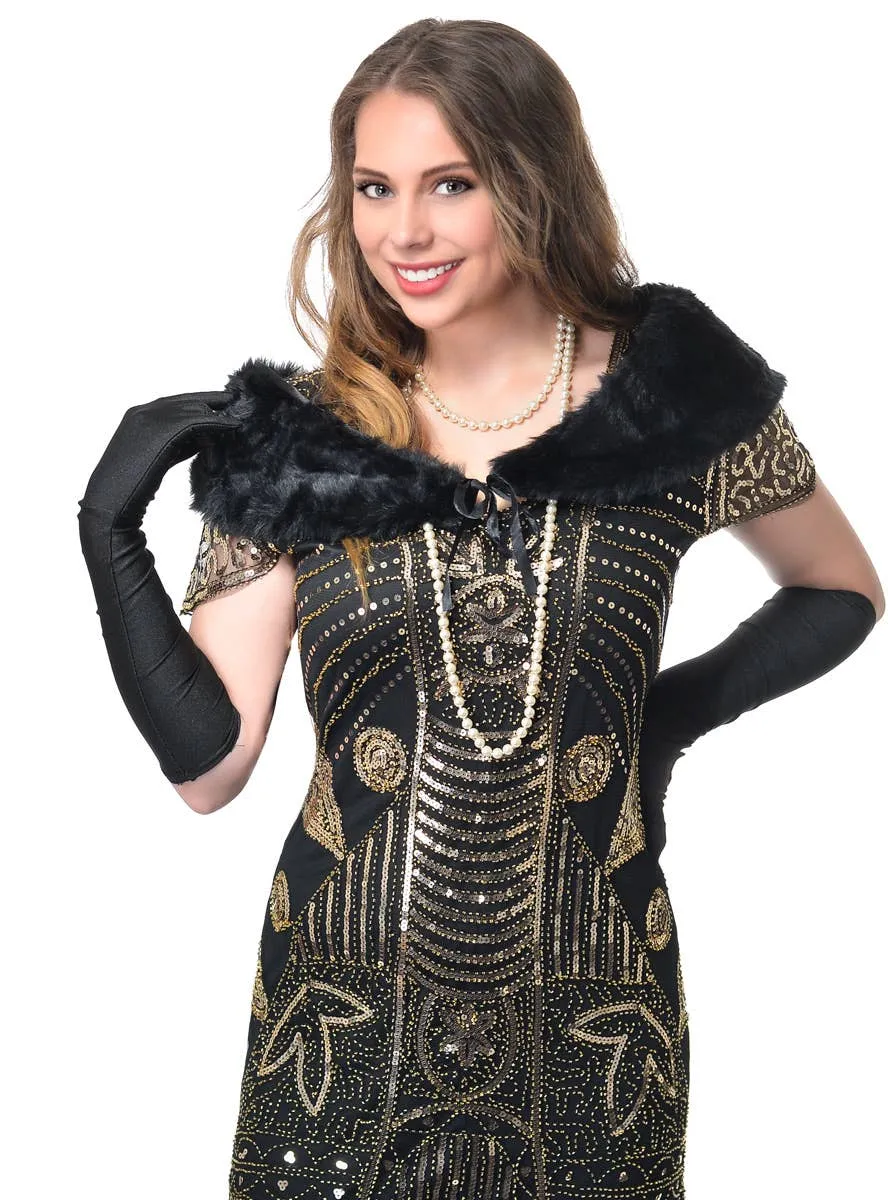 1920s Black Faux Fur Wrap Gatsby Costume Accessory