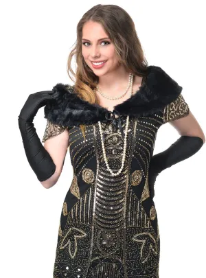 1920s Black Faux Fur Wrap Gatsby Costume Accessory