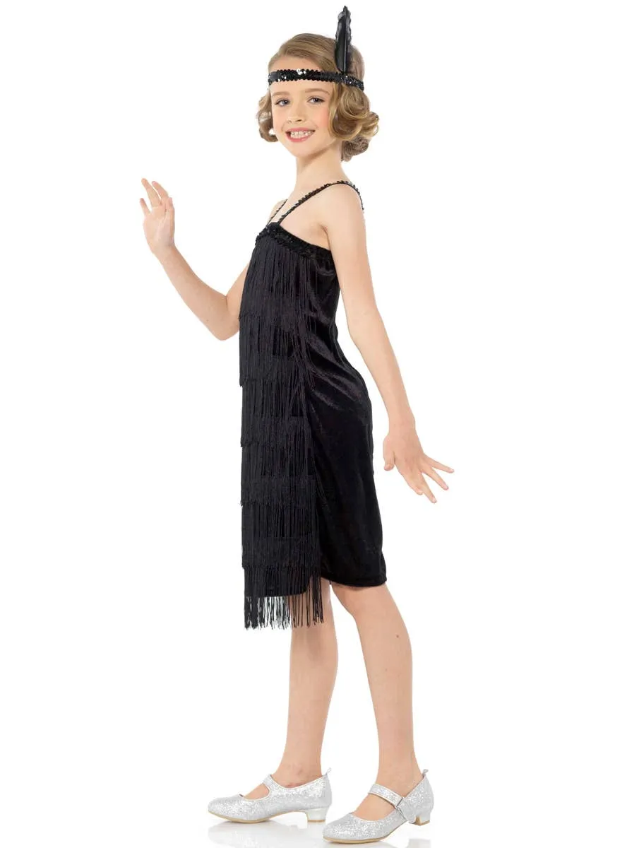 1920s Black Fringed Flapper Girls Dress Up Costume