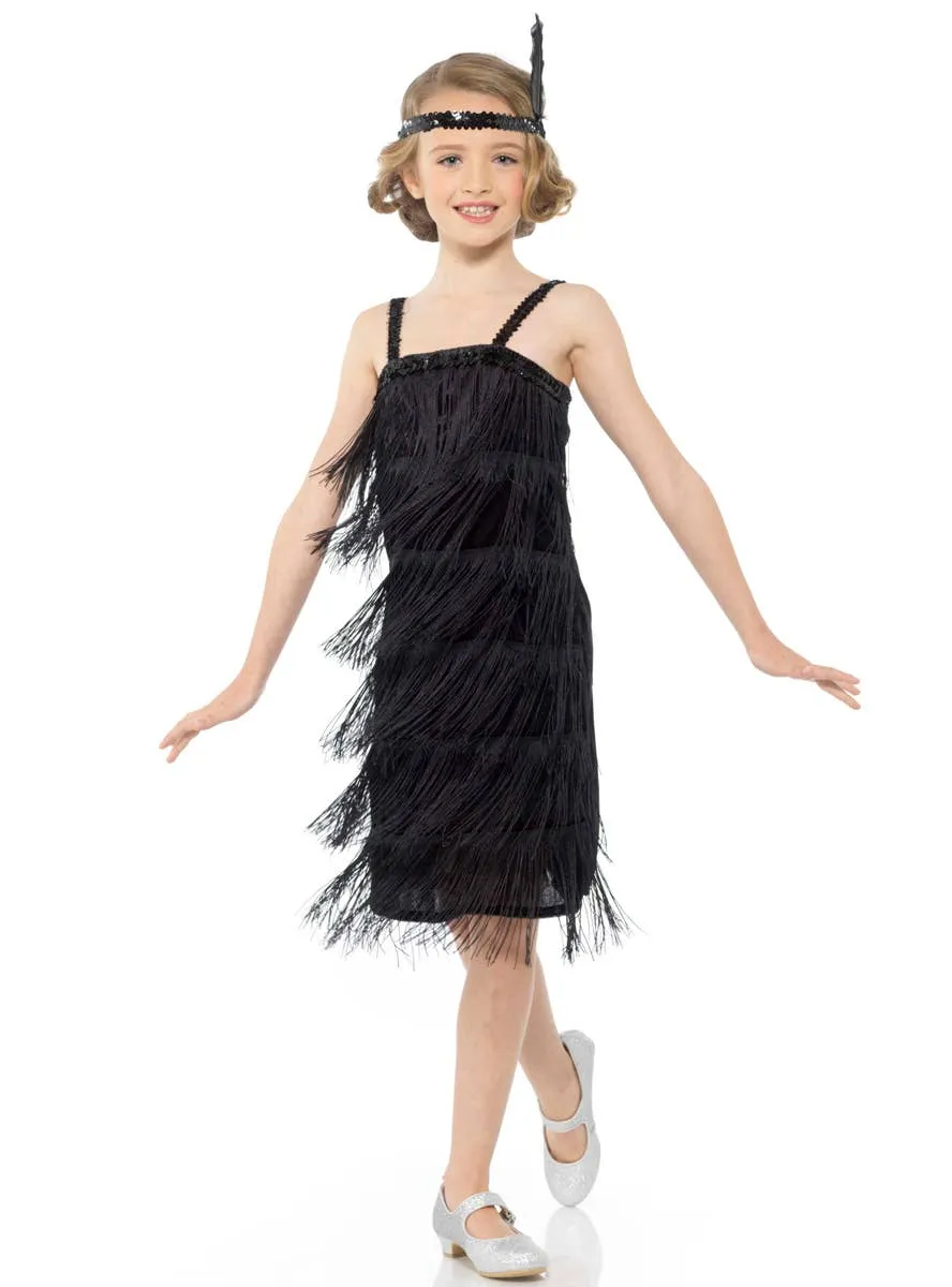1920s Black Fringed Flapper Girls Dress Up Costume
