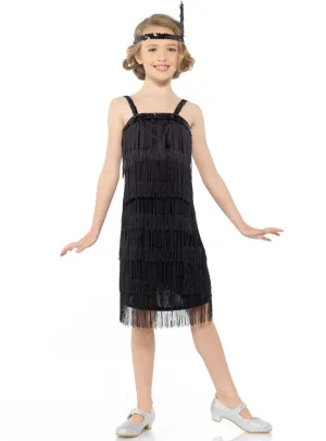 1920s Black Fringed Flapper Girls Dress Up Costume