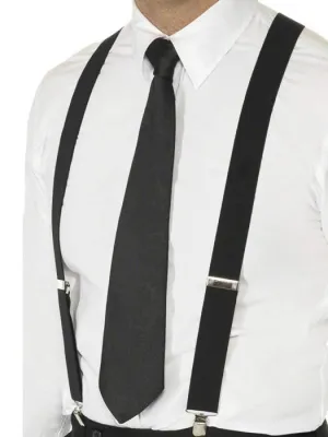 1920s Black Gangster Suspenders Costume Accessory