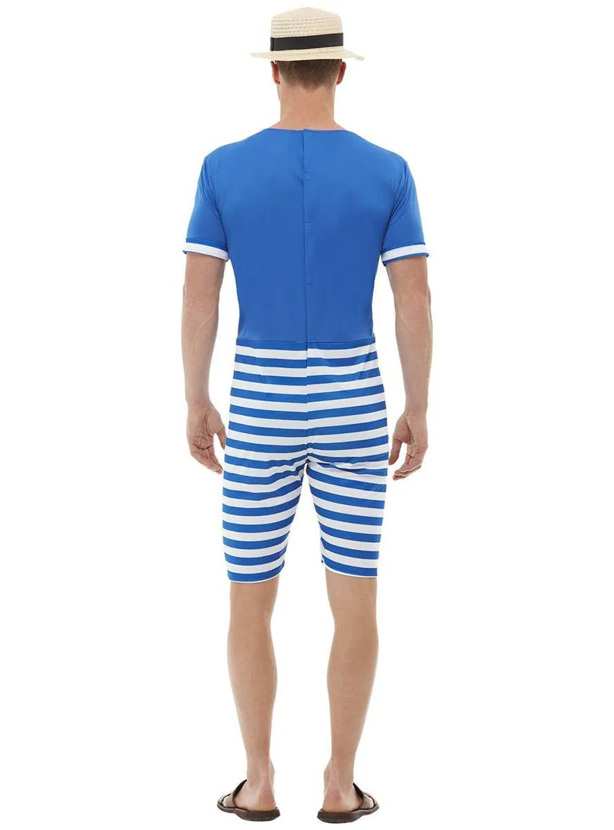 1920s Blue Bathing Suit Mens Fancy Dress Costume