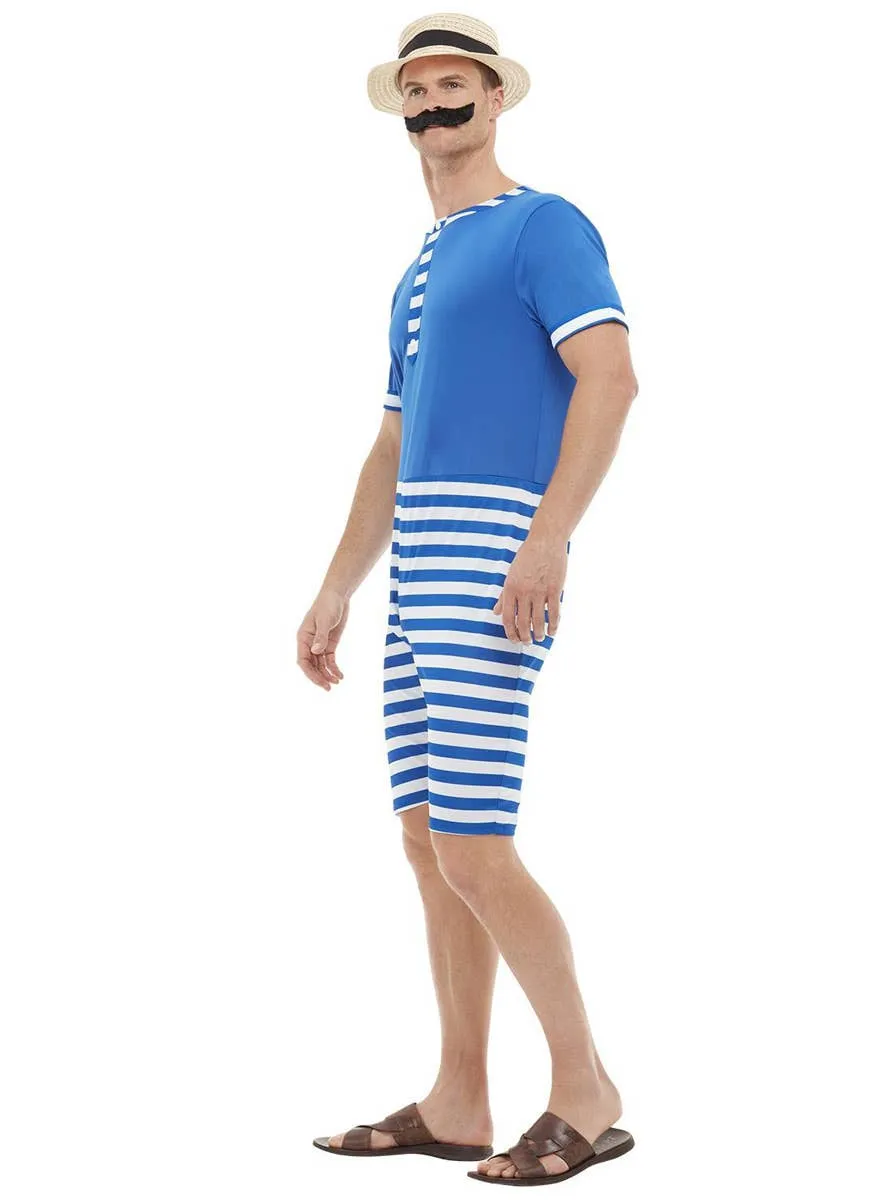 1920s Blue Bathing Suit Mens Fancy Dress Costume