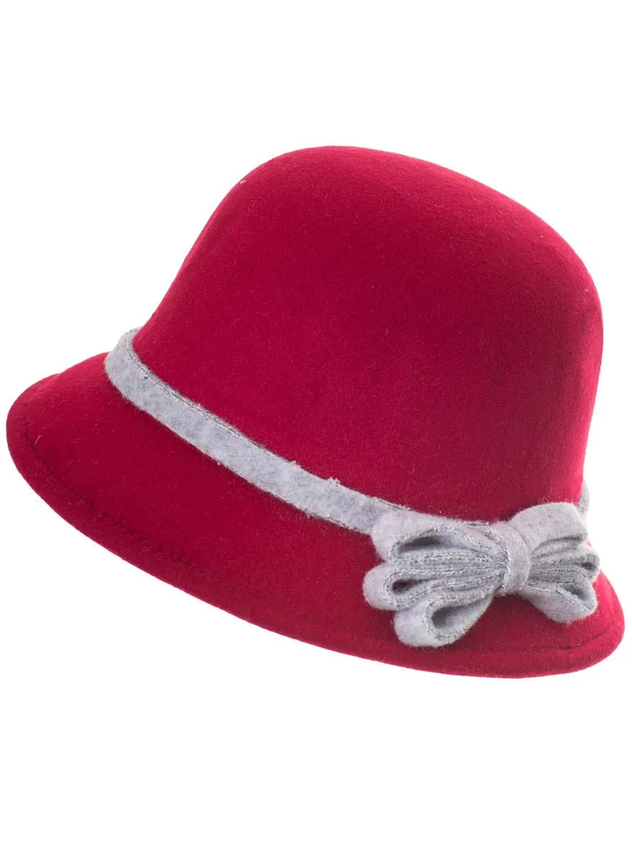1920s Burgundy Cloche Womens Costume Hat