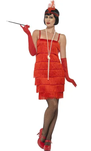 1920s Dazzling Short Red Womens Flapper Costume
