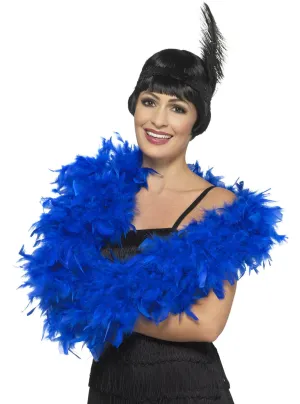 1920s Deluxe Fluffy Blue Feather Boa