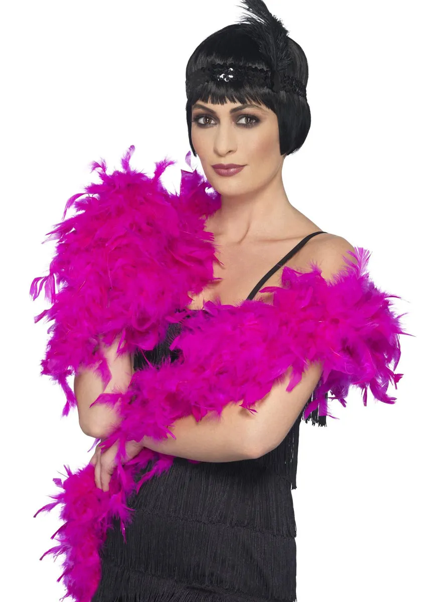 1920s Deluxe Fluffy Fuchsia Feather Boa