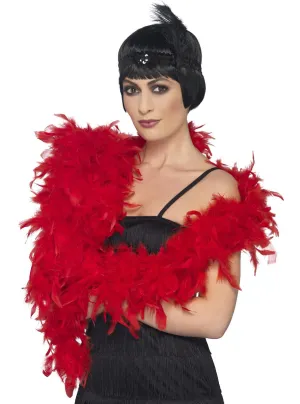 1920s Deluxe Fluffy Red Feather Boa