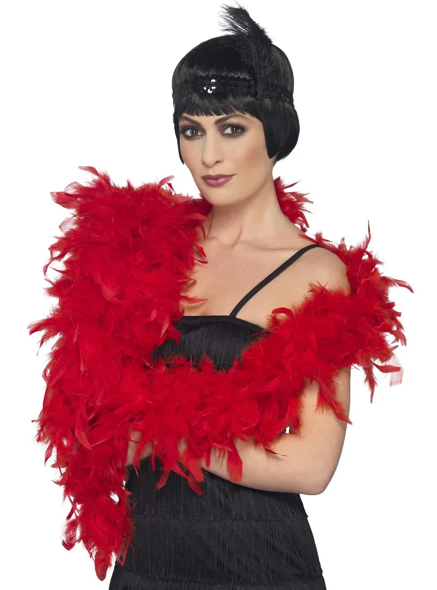 1920s Deluxe Fluffy Red Feather Boa