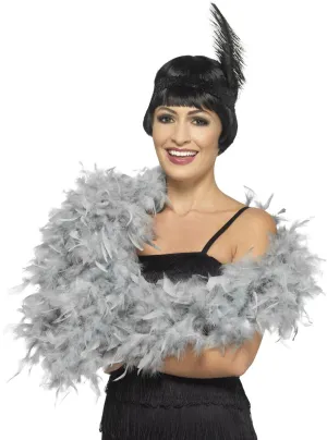 1920s Deluxe Fluffy Silver Feather Boa