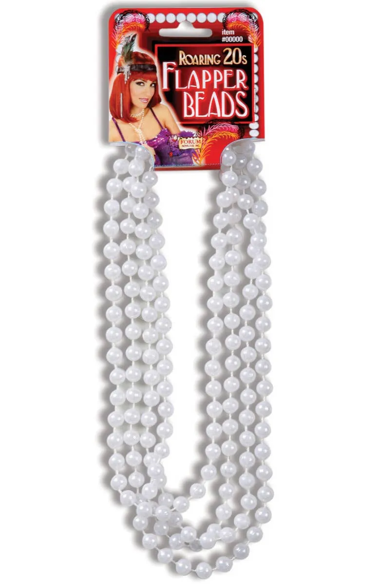 1920s Flapper Beads White Pearl Necklace