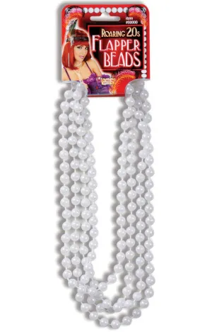 1920s Flapper Beads White Pearl Necklace