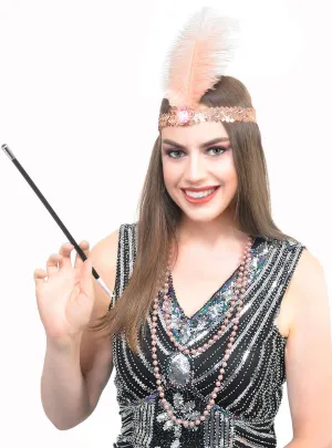 1920s Flapper Rose Gold 3 Piece Accessory Set