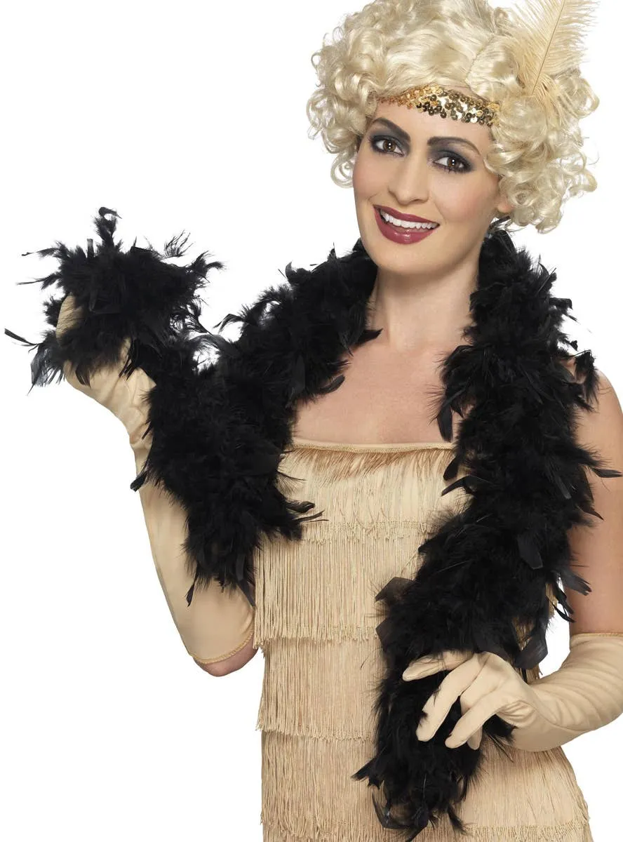 1920s Fluffy Black Feather Boa Costume Accessory