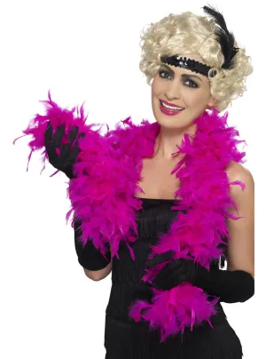 1920s Fluffy Fuchsia Feather Boa Costume Accessory