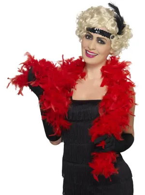 1920s Fluffy Red Feather Boa Costume Accessory