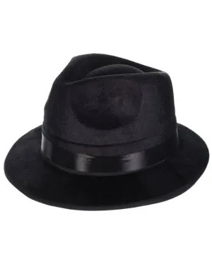 1920s Gangster Mens Black Fedora Hat