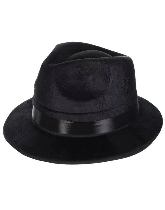 1920s Gangster Mens Black Fedora Hat