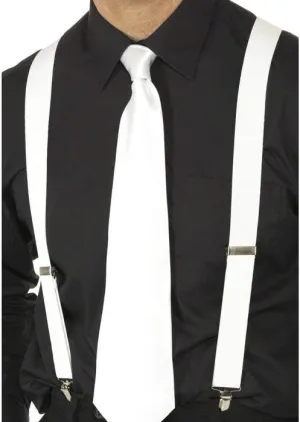 1920s Gangster White Costume Suspenders