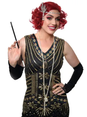 1920s Gatsby Girl 4 Piece Accessory Set with Rhinestone Headband