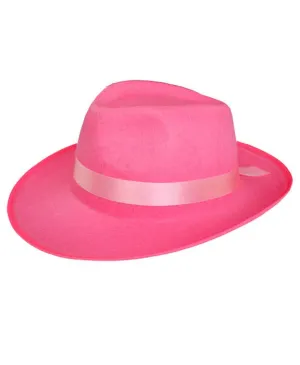 1920s Hot Pink Gangster Fedora Costume Hat