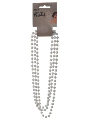 1920s Long Creamy White Pearls Flapper Costume Necklace