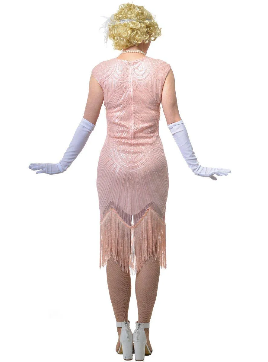 1920s Matte Pink Plus Size Womens Gatsby Costume Dress