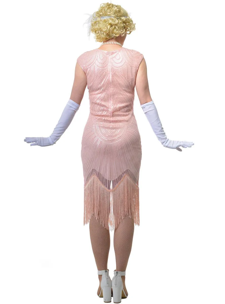 1920s Matte Pink Sequinned Womens Great Gatsby Costume Dress