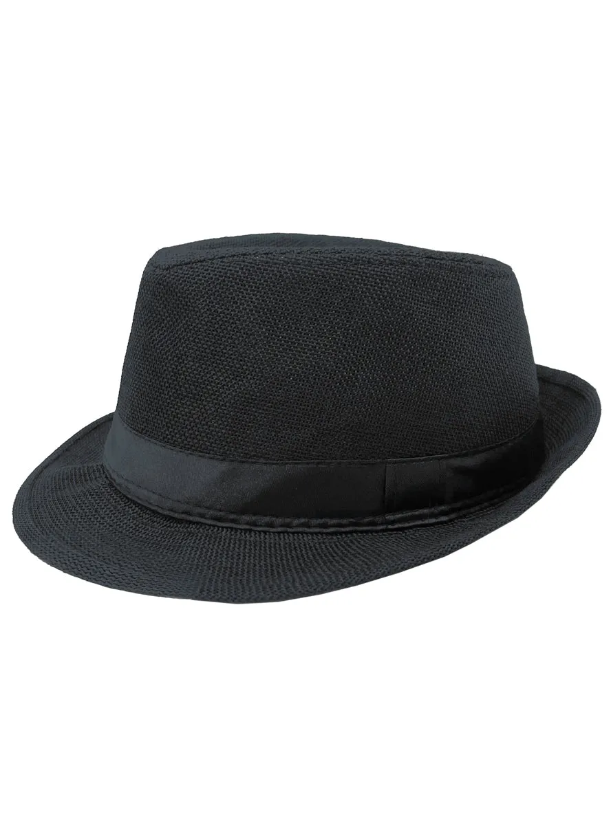 1920s Mens Classic Black Fedora Costume Hat