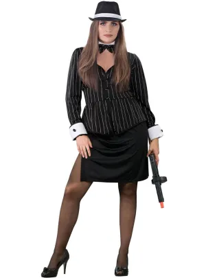 1920s Pinstripe Gangster Plus Size Womens Costume