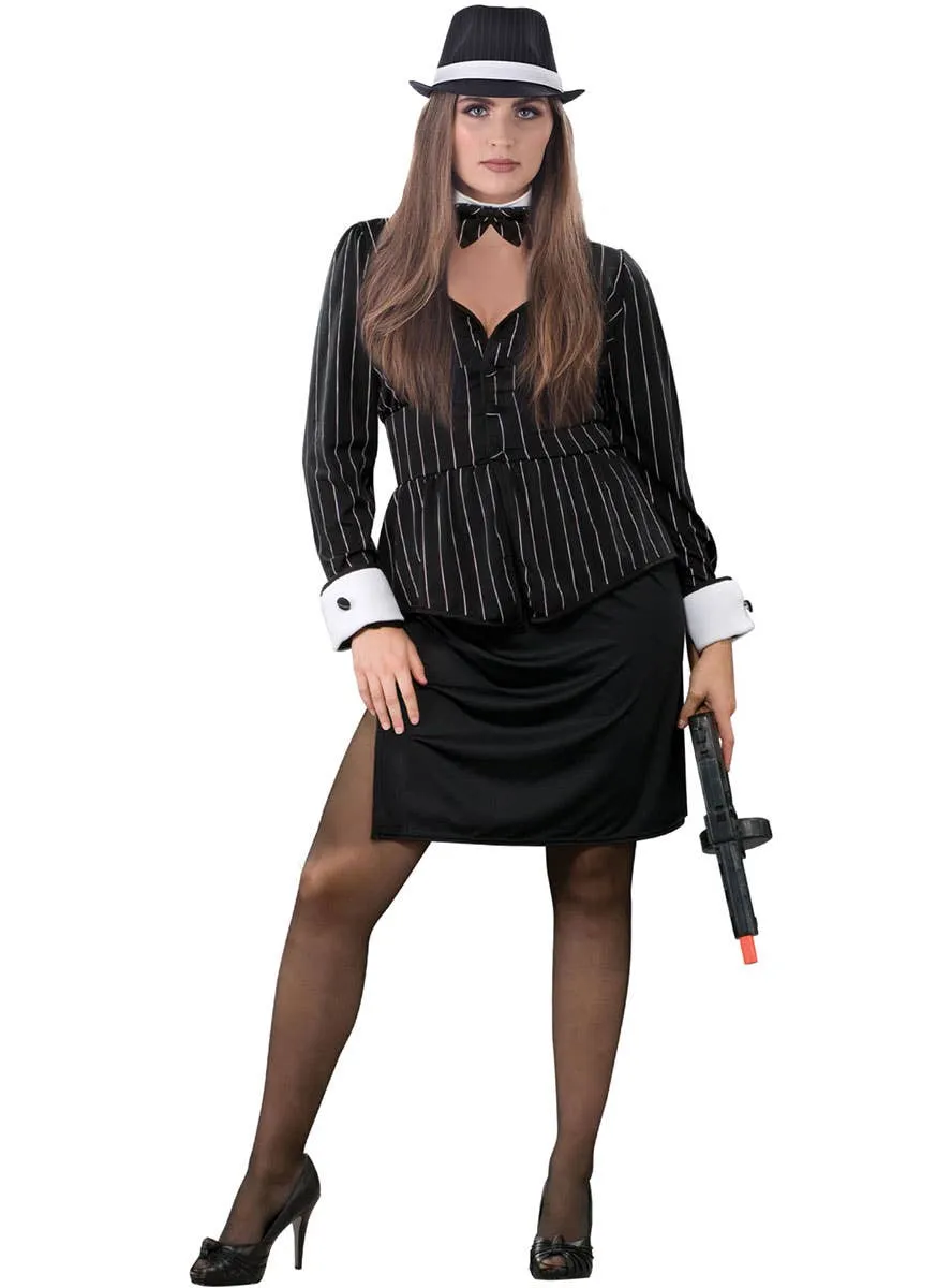 1920s Pinstripe Gangster Womens Costume