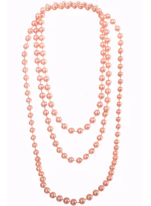 1920s Rose Gold Long Faux Pearl Flapper Necklace