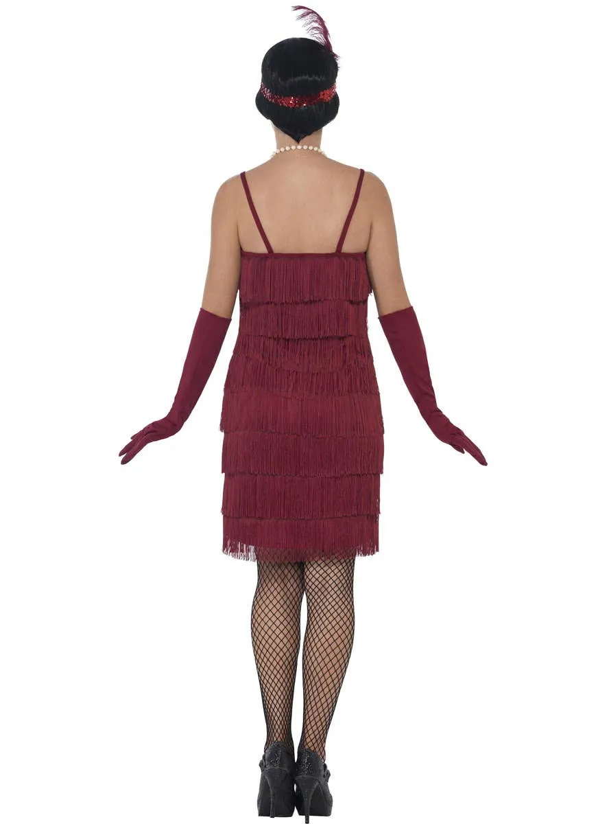 1920s Short Burgundy Red Womens Flapper Dress Costume