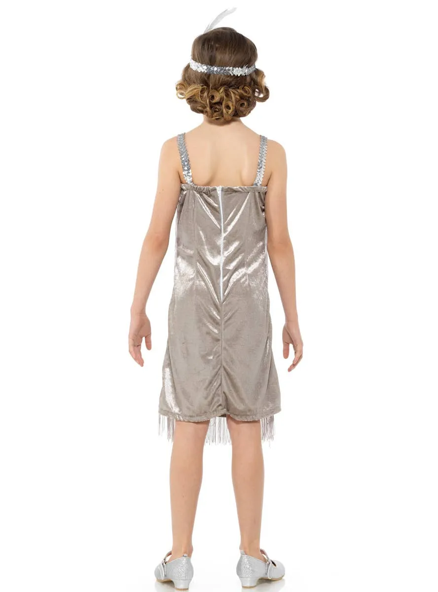 1920s Silver Fringed Flapper Girls Dress Up Costume