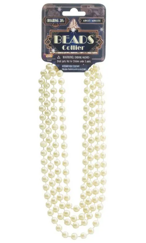 1920s Vintage Cream Flapper Pearls Costume Accessory