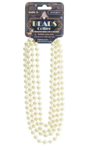 1920s Vintage Cream Flapper Pearls Costume Accessory