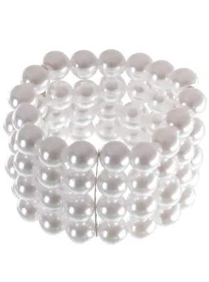 1920s White Faux Pearl Costume Bracelet