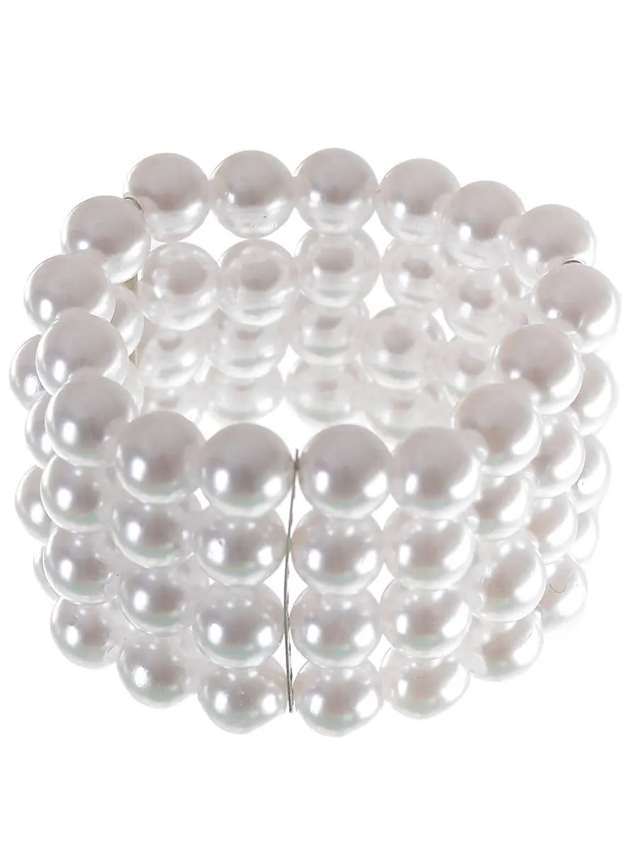 1920s White Faux Pearl Costume Bracelet