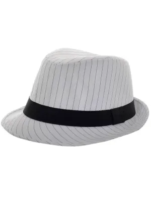 1920s White Fedora Hat with Black Pinstripes