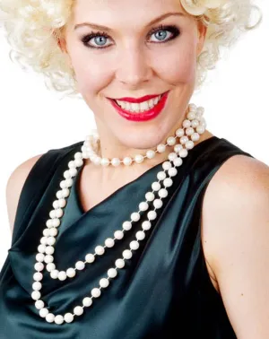 1920s White Pearl Flapper Necklace Costume Accessory