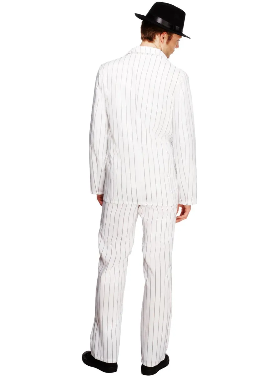 1920s White Pinstripe Gangster Suit Mens Costume