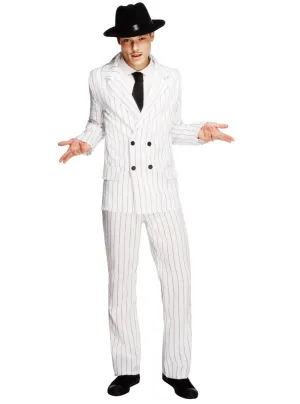 1920s White Pinstripe Gangster Suit Mens Costume